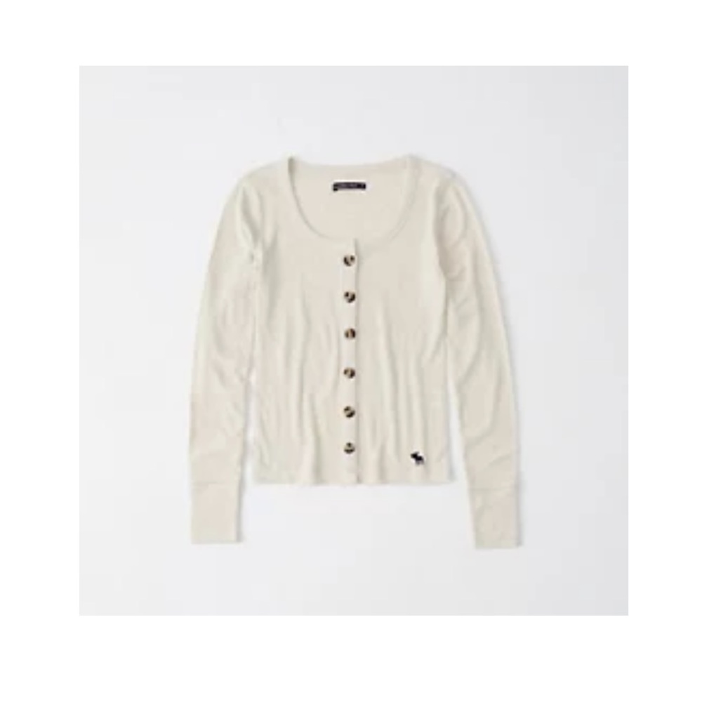 EUC Abercrombie & Fitch Button-Up Icon Cardigan in Cream